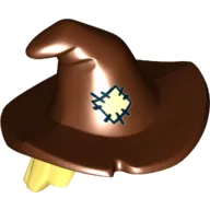 Hair and Hat, Floppy Witch Hat with Bright Light Yellow Hair and Tan Patch Print (Scarecrow)