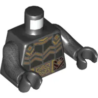 Torso Armor with Dark Brown Woven Belt and Gold Buckles Print, Pearl Titanium Arms, Black Hands