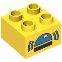Duplo Brick 2 x 2 with Blue Ringing Bell Print