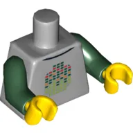 Torso Stylized Digital Minifig Head Print, Dark Green Arms, Yellow Hands