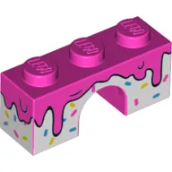 Brick Arch 1 x 3 with Dark Pink Frosting, Sprinkles print