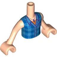 Minidoll Torso Girl with Blue Blocked Shirt, Lightning Bolt Hanger/Pendent Print, Light Nougat Arms and Hands