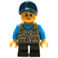 Kid, Dark Tan Torso, Dark Brown Legs, Dark Blue Hat