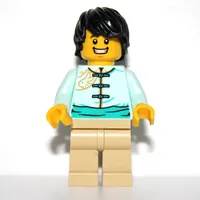 Light Aqua Torso, Tan Legs, Black Hair