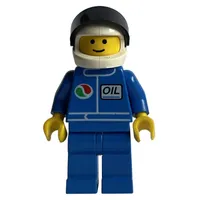 Racer, Blue Jacket with Octan Logo, Blue Legs, White Helmet with Visor