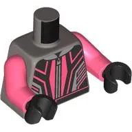 Torso, Racing Suit, Coral/Black/Silver Markings print, Coral Arms, Black Hands