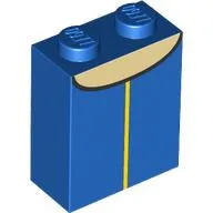 Brick 1 x 2 x 2 with Inside Stud Holder with Yellow Line, Light Nougat Shape print