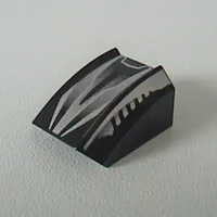 Slope Curved 2 x 2 with Lip, No Studs with Sleek Silver and Black Print