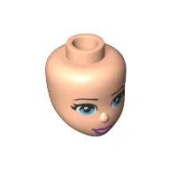 Minidoll Head with Blue Eyes, Pink Lips, Open Mouth Print