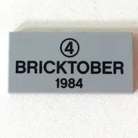 Tile 2 x 4 with Black '4' in Circle and 'BRICKTOBER 1984' Print