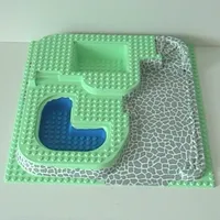 Baseplate Raised 32 x 32 with Ramp, Stairs, and Two Pits with Stone Ramp and Blue Pool Print