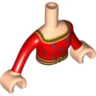 Minidoll Torso Woman with Red/Dark Red Dress, Gold Collar, Belt print, Light Nougat Arms and Hands