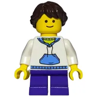 Kid, White Torso, Dark Purple Legs, Dark Brown Hair