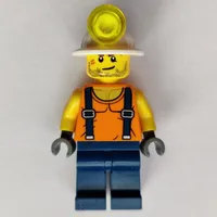 Miner, Orange Vest with Suspenders, Mining Hat, Stubble and Scar