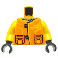 Torso, Orange Ninja Robes, Black Pockets, Dragon print, Yellow Arms, Black Hands