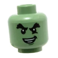 Minifig Head Ghost Cole, Dual Sided, Bushy Eyebrows, Chin Dimple, Evil Smile / Determined Print [Hollow Stud]