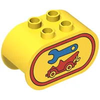 Duplo Brick 2 x 4 x 2 Rounded Ends with Spanner and Tow Truck Print