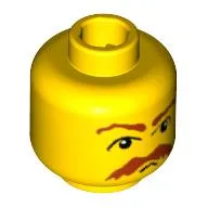Minifig Head Vernon Dursley, Moustache Brown Bushy Moustache and Eyebrows Print