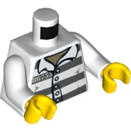 Torso Prison Shirt, '86753', Dual Sided Dark Bluish Gray Stripes over Dark Tan Undershirt Print, White Arms, Yellow Hands