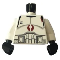 Torso Armor Clone Trooper with Dark Red Mark Print, White Arms, Black Hands