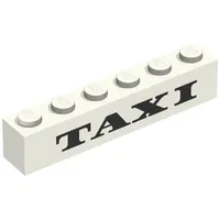 Brick 1 x 6 with 'TAXI' Thick Print