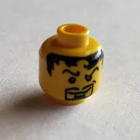 Minifig Head Nobleman, Male, Messy Black Hair, Goatee Print [Hollow Stud]