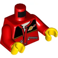 Torso Jacket with Zips, Black Top, Classic Space Logo, White Undershirt Print, Red Arms, Yellow Hands
