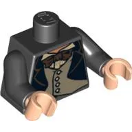 Torso Jacket Formal with 4 Button Vest and Brown Bow Tie Print, Black Arms, Light Nougat Hands