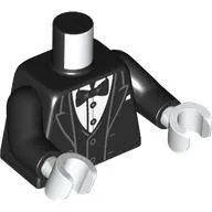 Torso Jacket, Tuxedo, White Shirt, Black Bow Tie print, Black Arms, White Hands