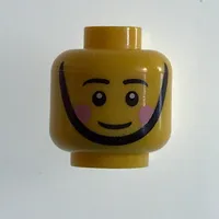 Minifig Head Toy Soldier, Eyebrows, Pink Cheeks, Chin Strap, White Pupils Print [Blocked Open Stud]