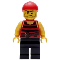 Pirate - Red Stripes, Black Legs, Red Bandana, Scar