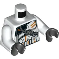 Torso Armor with Orange Details, Belt, and Shoulder Strap Print, White Arms, Black Hands