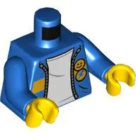 Torso Jacket, Open with Zipper and White Undershirt Print, Blue Arms, Yellow Hands