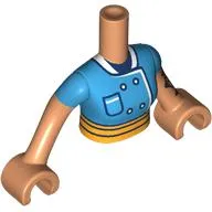 Minidoll Torso Woman with Nougat Arms and Hands with Dark Azure Uniform, White/Dark Blue Trim, Bright Light Orange Belt print