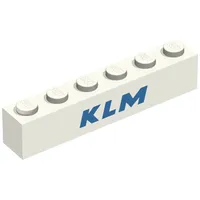 Brick 1 x 6 with 'KLM' Blue Print