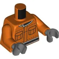 Torso, Vest, Black Belt, Collar, Pockets print, Orange Arms, Dark Bluish Gray Hands
