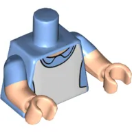 Torso, Dual Molded Arms, Dress with Collar and White Pinafore / Apron print, Medium Blue Sleeves Pattern, Light Nougat Arms and Hands