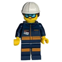Technician - Dark Blue Torso, Dark Blue Legs, White Helmet, Reddish Brown Hair