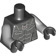 Torso Armor, Dark Bluish Gray with Wolf Head Emblem Print, Light Bluish Gray Arms, Black Hands