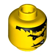 Minifig Head Aquaraider / Knight / Dwarf / Dracus / Astronaut, Male Scar Across Lip, Angry Black Eyebrows and Messy Hair Print (Dracus) [Blocked Open Stud]