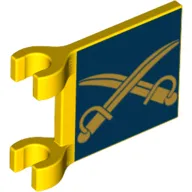 Flag 2 x 2 Square [Thick Clips] with Gold Crossed Cutlasses on Dark Blue Background Print