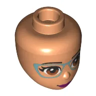 Minidoll Head with Brown Eyes, Magenta Lips, Silver Glasses Print