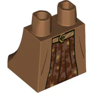 Hips and Legs Under Dress/Robe with Gold Belt, Dark Orange Floral Print