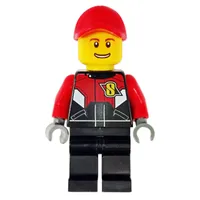 Racer, Black and Red Jumpsuit, Red Cap