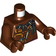 Torso Bare Chest with Bone Necklace and Body Paint Print, Reddish Brown Arms and Hands
