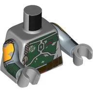 Torso, Dark Green Armor, Dark Brown Belt, Braids print (Boba Fett), Sand Blue Arms, Light Bluish Gray Hands