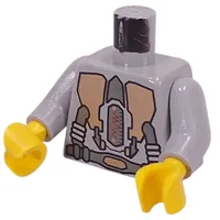 Torso Spacesuit, Gold Triangular Machinery and Belt Print, Light Gray Arms, Yellow Hands