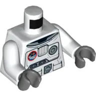 Torso Spacesuit with Space Logo and Equipment Print Front and Back, White Arms, Dark Bluish Gray Hands