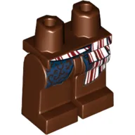 Hips and Reddish Brown Legs with Dark Blue Brocade Vest Tails and Red and White Sash Print