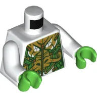 Torso Armor, Intricate Gold and Bright Green Design, Zipper Print, White Arms, Bright Green Hands